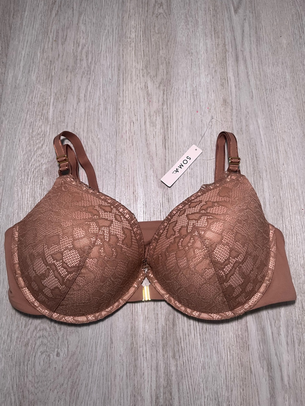 NWT!Soma Embraceable Enchanting Lace T-Shirt Bra in Warm Sienna 40D